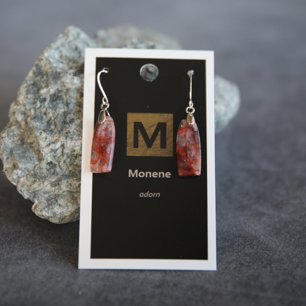 Natural Translucent Lepidocrocite Quartz  and Sterling Earrings